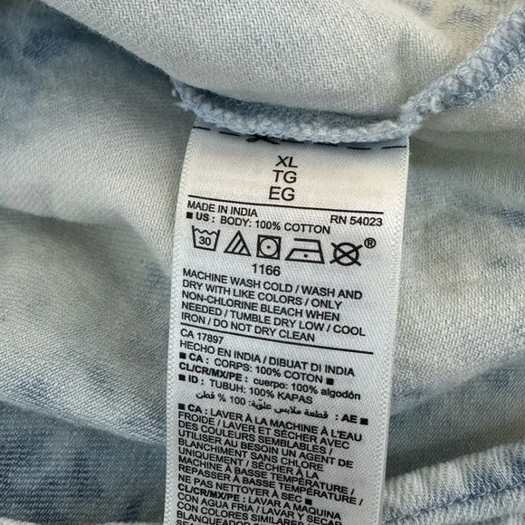 Old Navy Blue and White Tie-Dye Blouse tie up back flowy baby doll shirt size XL - Picture 5 of 7